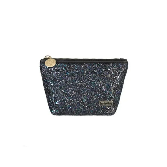 Stephanie Johnson Hollywood Black Laura Small Trapezoid Bag Make Up Bag NWT - Picture 2 of 7